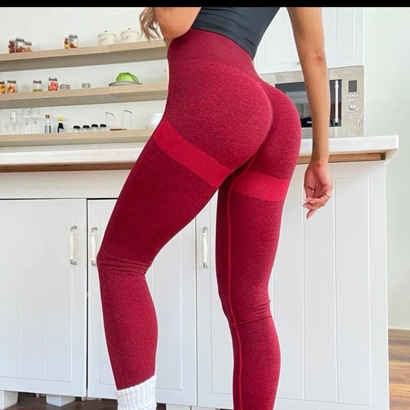 unbranded Pants - Burgundy stretchy gym leeging squat prove in different color